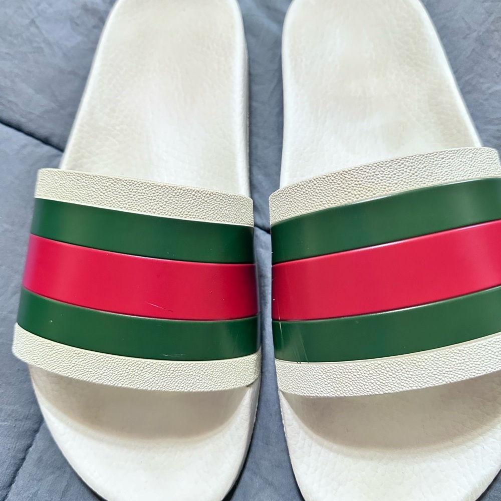 Gucci Mens Slide Sandals - Green and Red